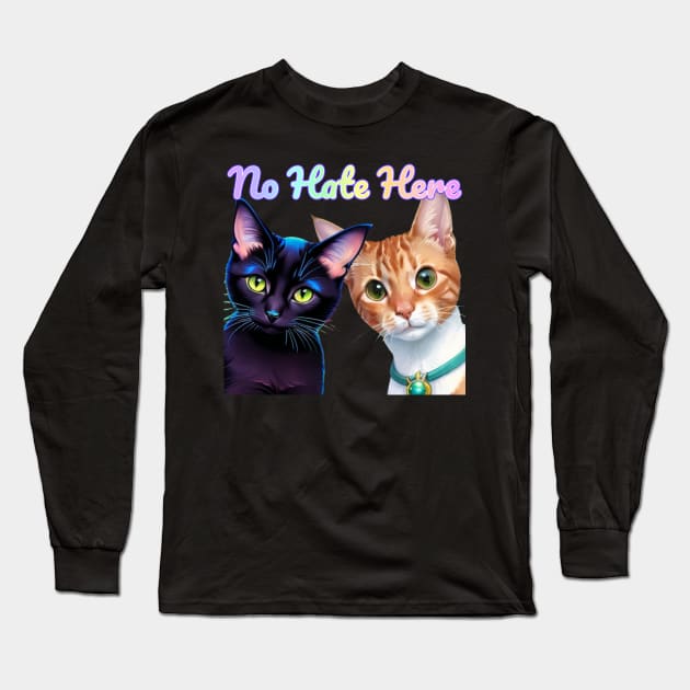 The babies say  - No Hate Here Rainbow Text Purple Long Sleeve T-Shirt by Gold Dust Publishing